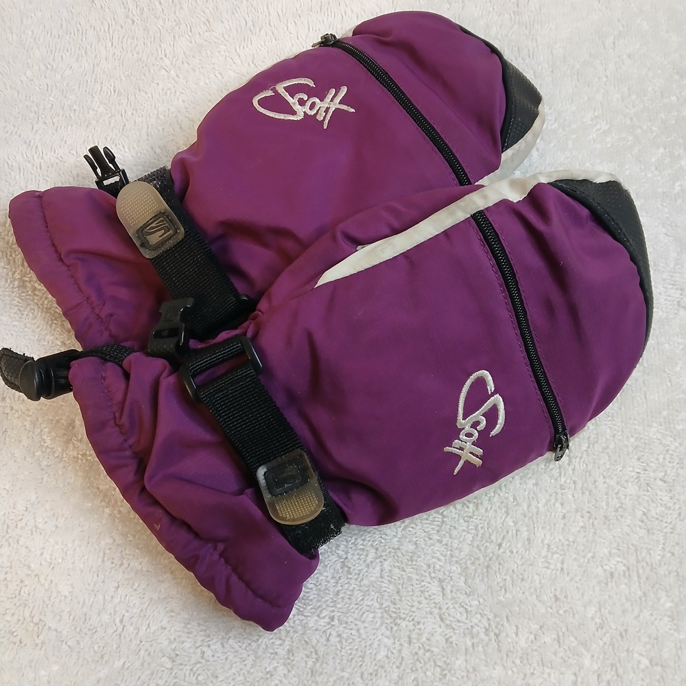 Scott Girls Ski Gloves Size L Mittens Purple  White